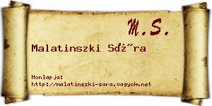 Malatinszki Sára névjegykártya