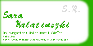 sara malatinszki business card